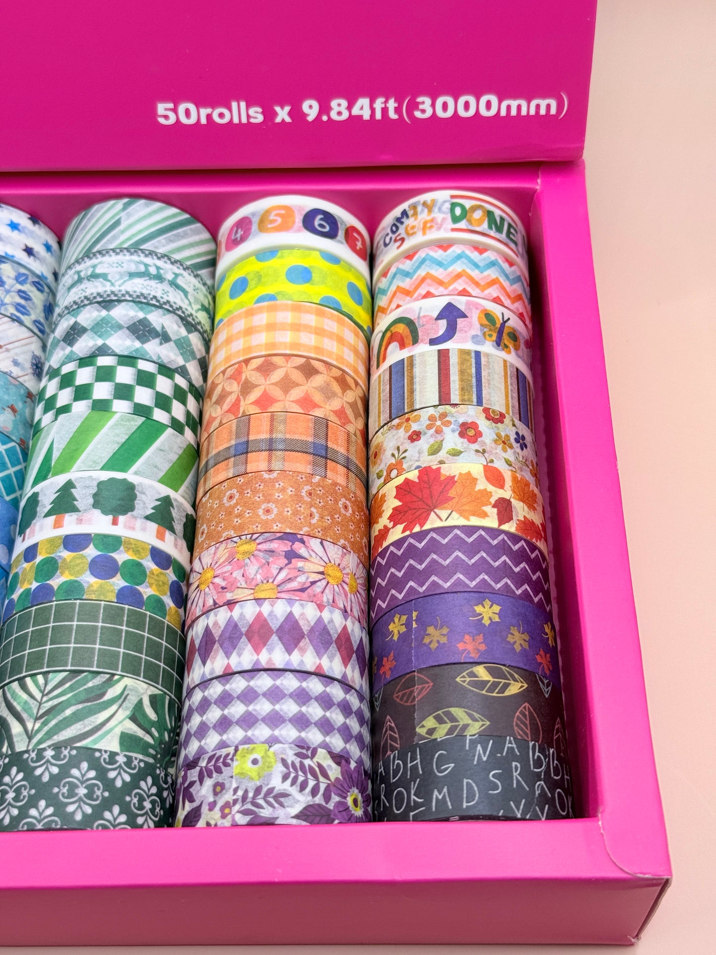 Emmoolife 50pc Colour Mix Pattern Washi Tape Set