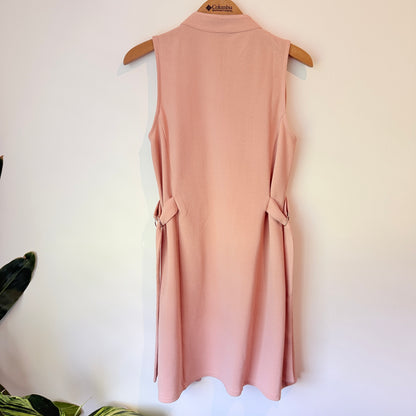 Mirrou Pink Textured Sleeveless Longline Coat - Size S
