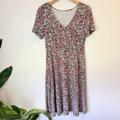 Unbranded Floral V-Neck Midi Dress - 39cm U/Arm