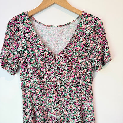 Unbranded Floral V-Neck Midi Dress - 39cm U/Arm