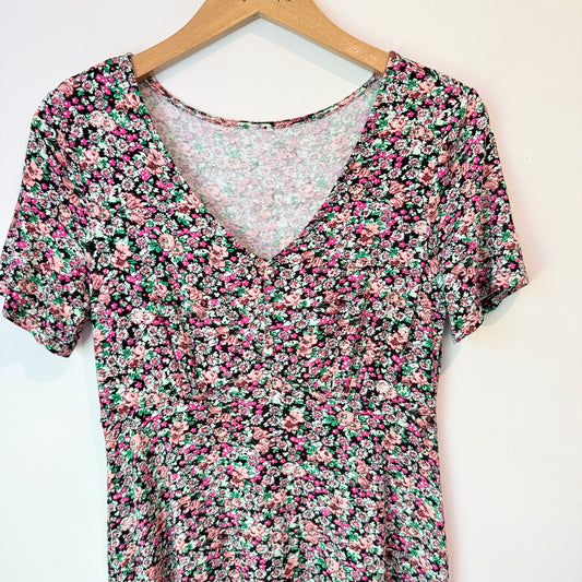 Unbranded Floral V-Neck Midi Dress - 39cm U/Arm