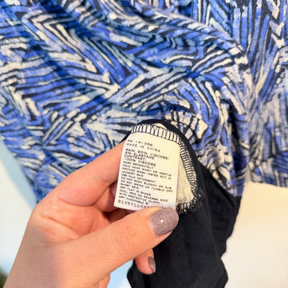 Blue Illusion Abstract Print Tunic Blouse Size XL