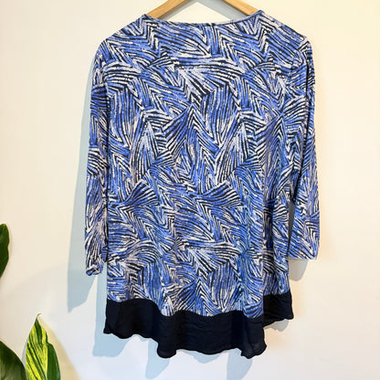 Blue Illusion Abstract Print Tunic Blouse Size XL