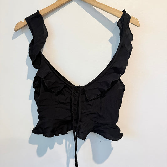 Forever21 Black Ruffled Crop Top Size M
