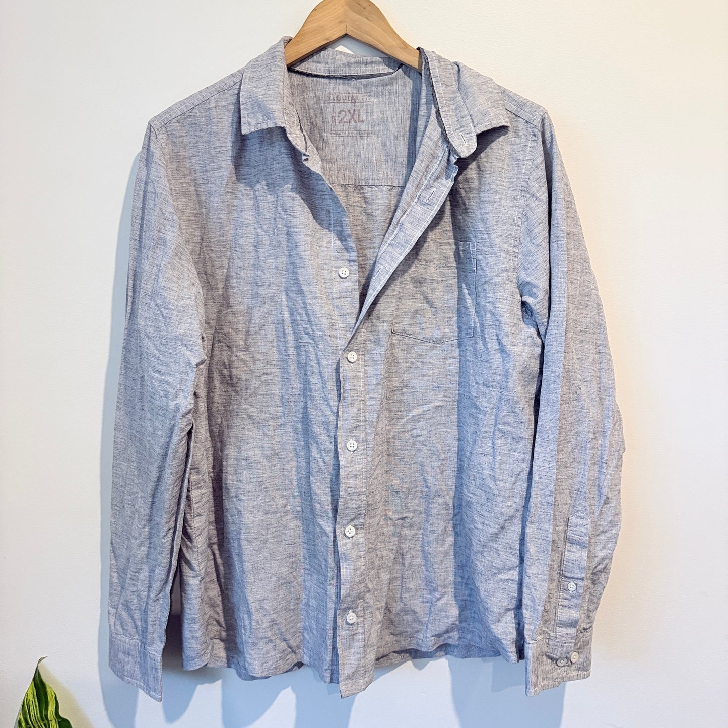 Light Grey Chambray Linen Shirt Size 2XL