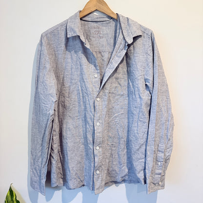 Light Grey Chambray Linen Shirt Size 2XL