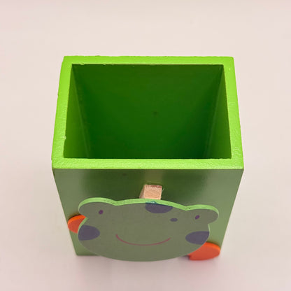 Wooden Animal Pen Holder with Note Clip