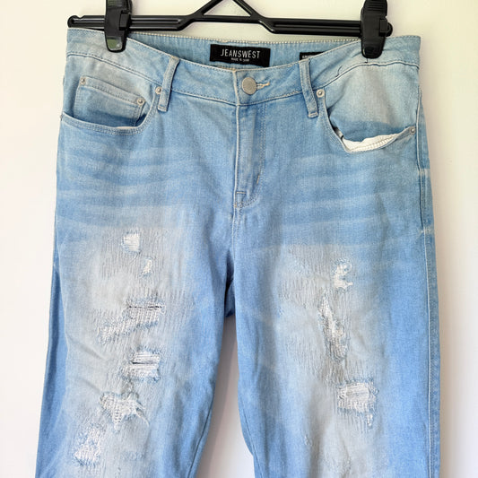 Jeanswest Light Wash Distressed Slim Boyfriend Jeans - Size 10