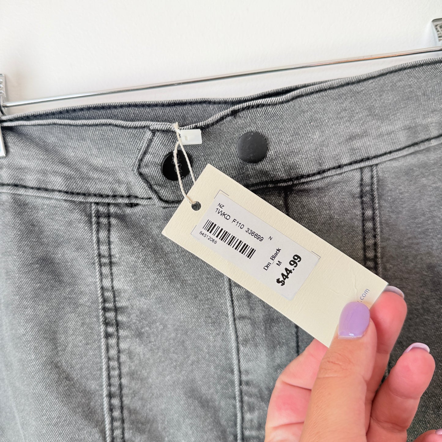 Mirrou Grey Denim Midi Skirt – Grey – Size M