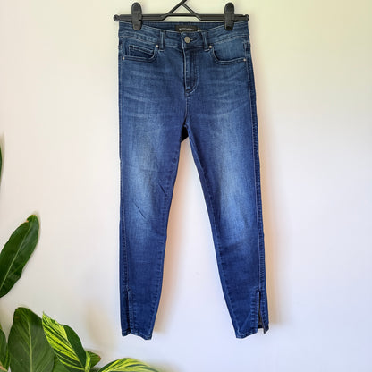 WITCHERY Dark Blue Wash Skinny Jeans with Ankle Zips - Size 6