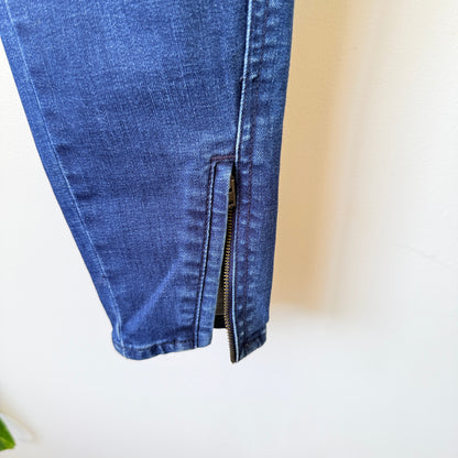 WITCHERY Dark Blue Wash Skinny Jeans with Ankle Zips - Size 6