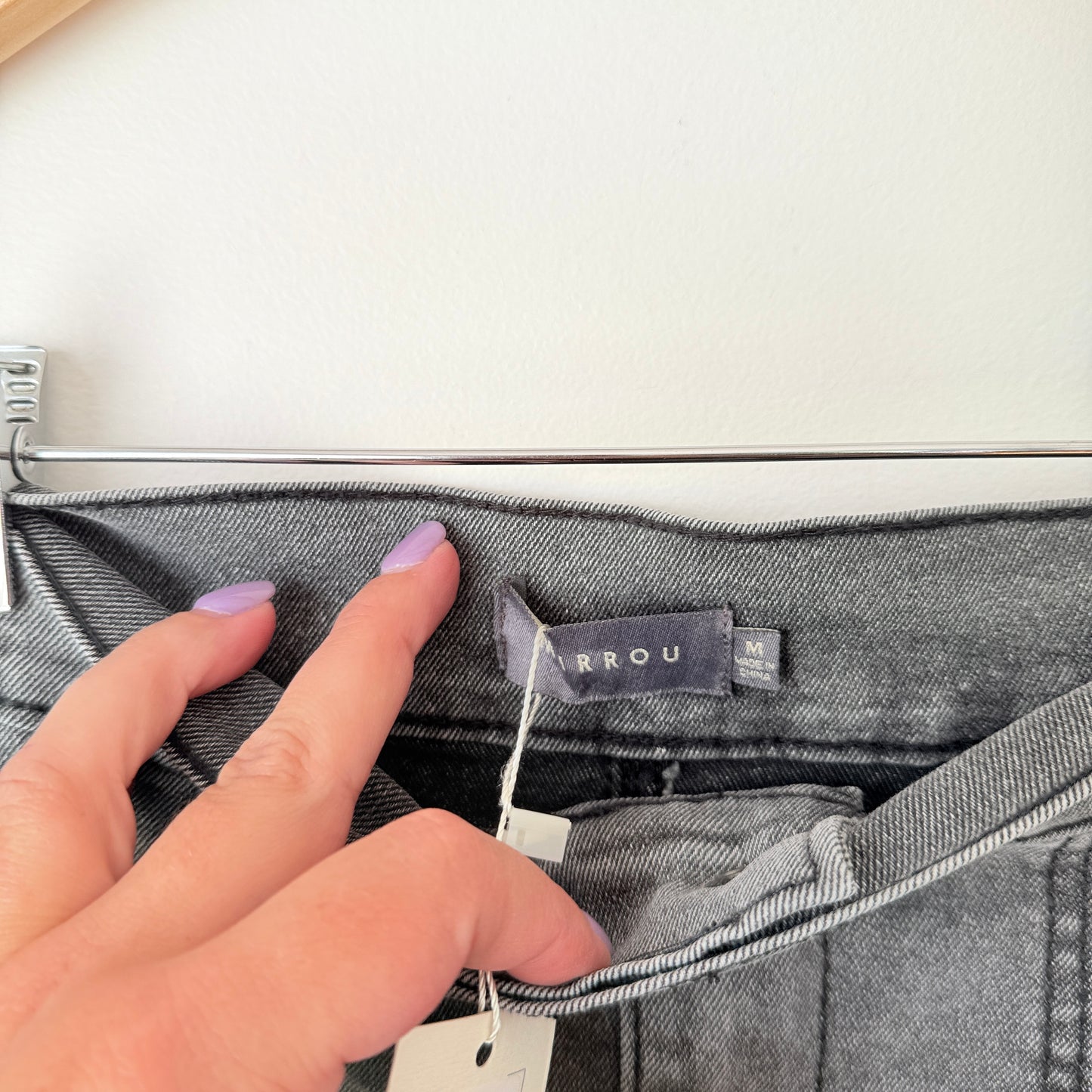 Mirrou Grey Denim Midi Skirt – Grey – Size M