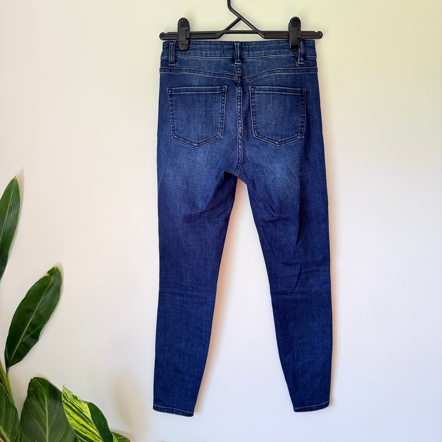 WITCHERY Dark Blue Wash Skinny Jeans with Ankle Zips - Size 6