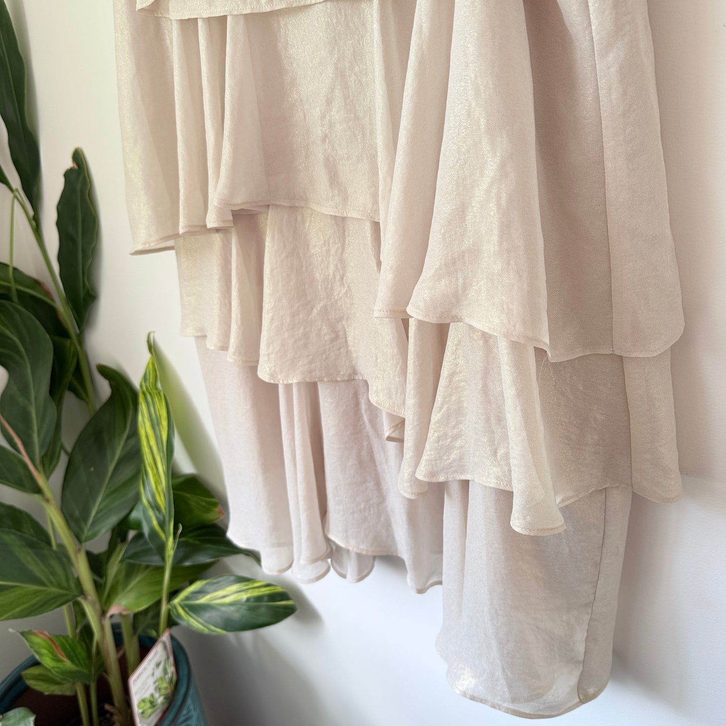 J J Park M/L Tiered Sleeveless Dress Tie-Shoulder Details