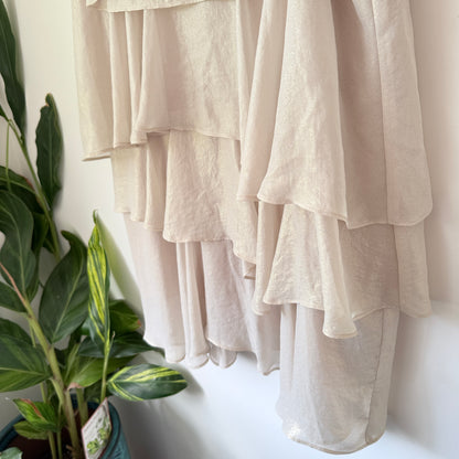 J J Park M/L Tiered Sleeveless Dress Tie-Shoulder Details