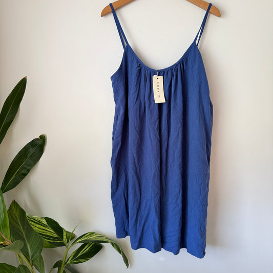 Mirrou Blue Linen Blend Cami Dress – Size 14