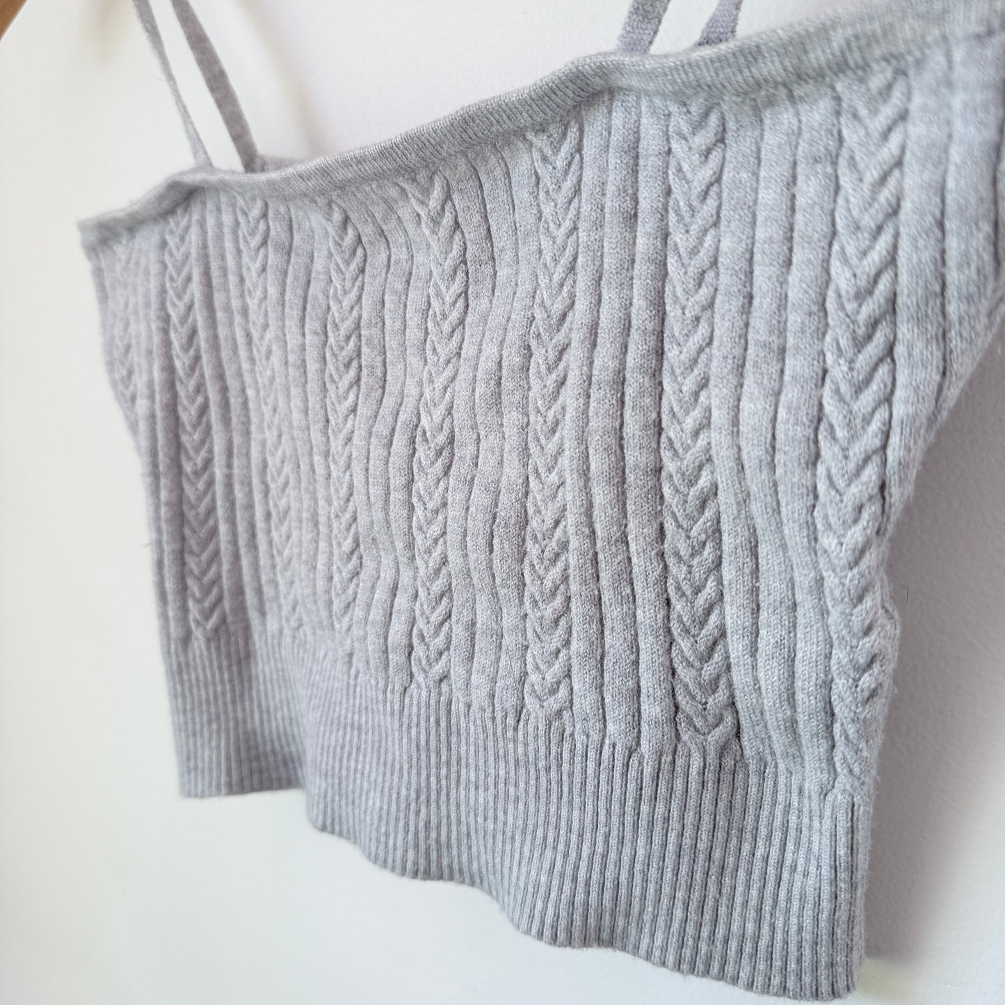 Cotton On S Heather Grey Ribbed Knit Spaghetti Strap Crop Top