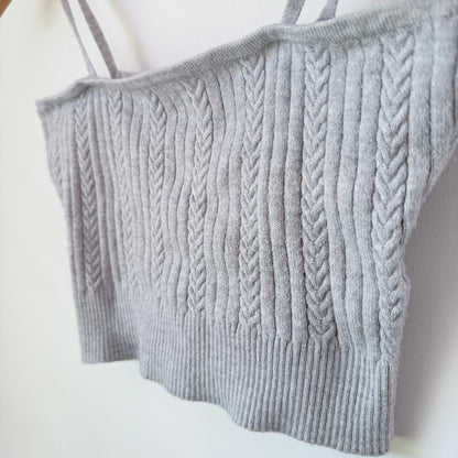 Cotton On S Heather Grey Ribbed Knit Spaghetti Strap Crop Top