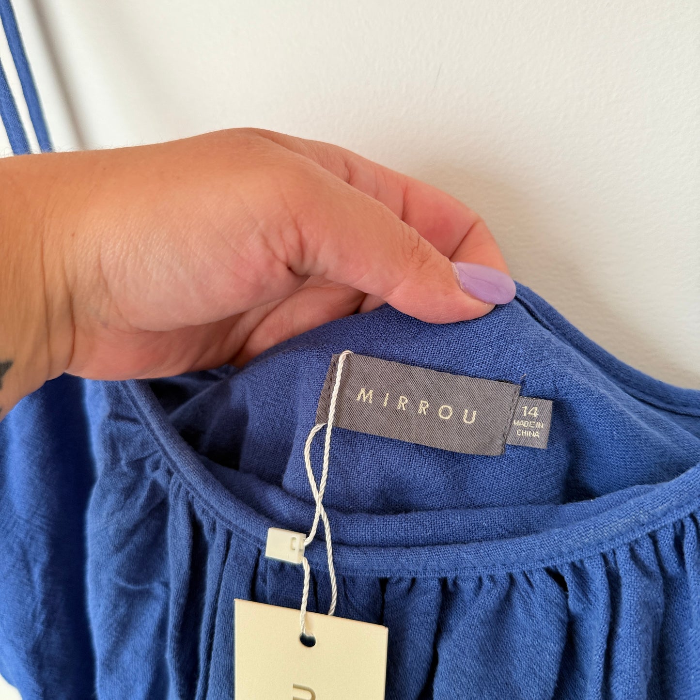 Mirrou Blue Linen Blend Cami Dress – Size 14