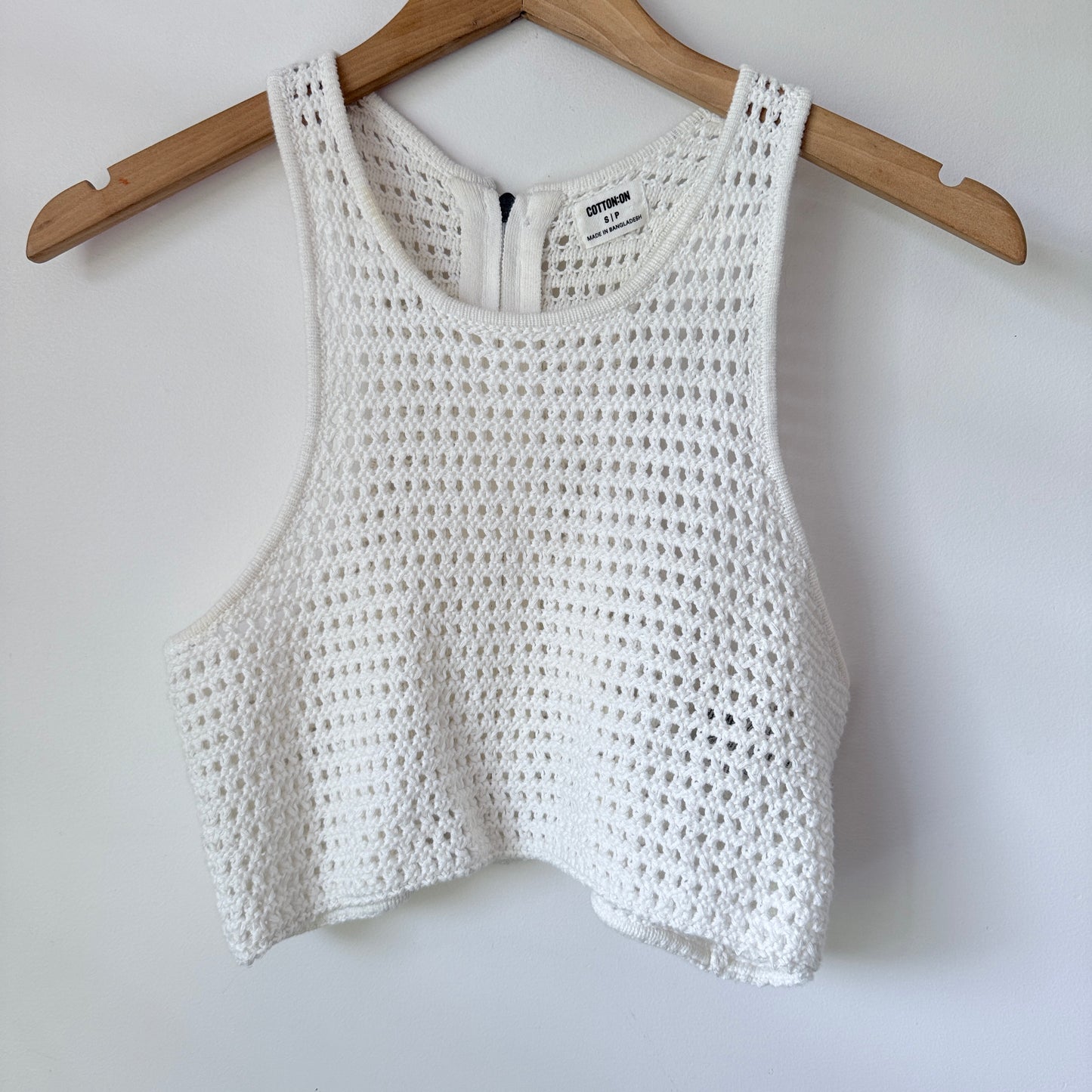 Cotton On S White Crochet Mini Tank Top