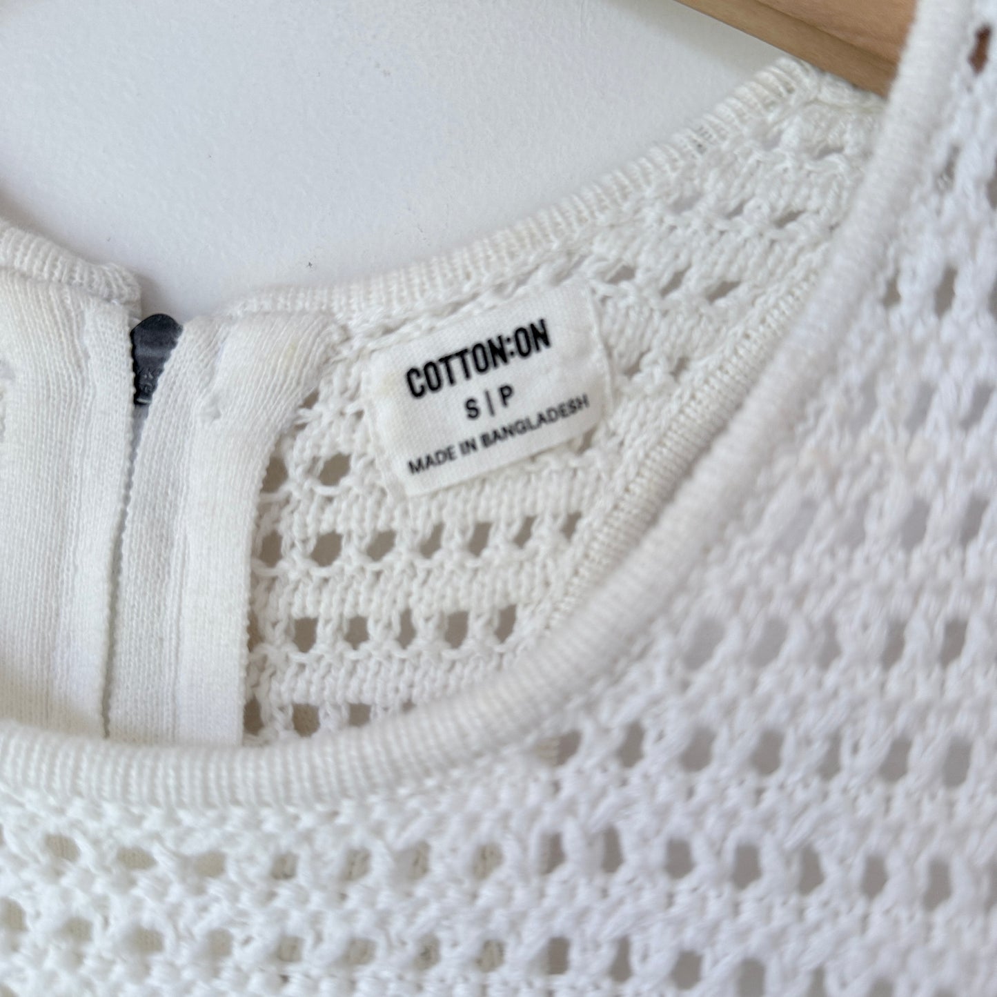 Cotton On S White Crochet Mini Tank Top