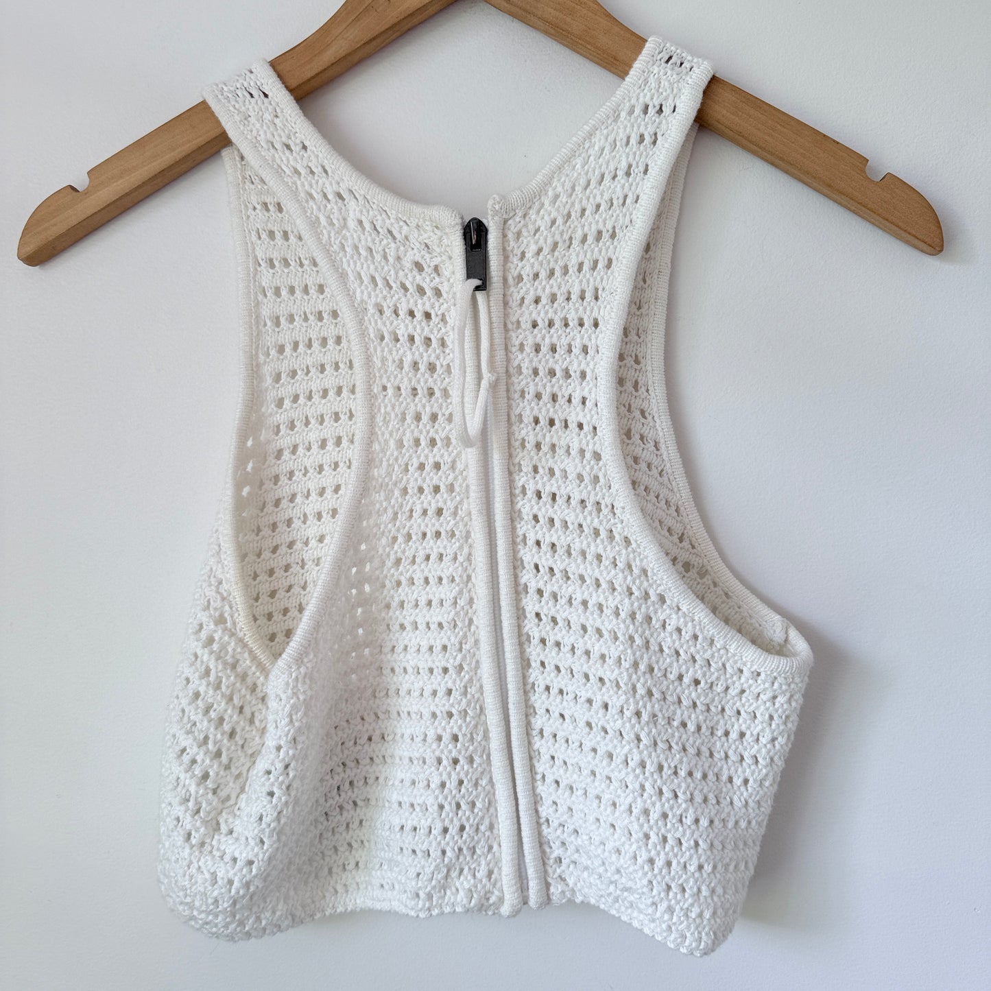 Cotton On S White Crochet Mini Tank Top