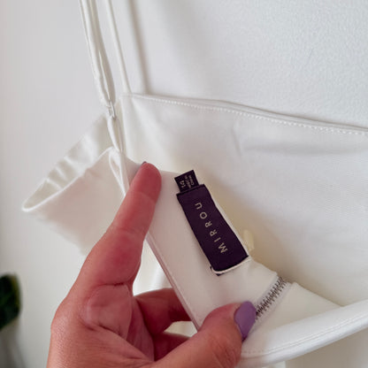 Mirrou White Mini Dress with Flared Skirt – Size 14