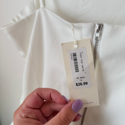 Mirrou White Mini Dress with Flared Skirt – Size 14