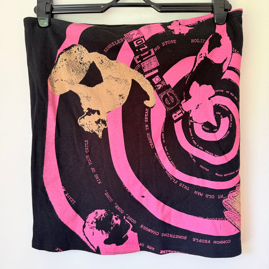 MAKLA CHEN Black Pink Graphic Print Tube Skirt - 82cm Waist