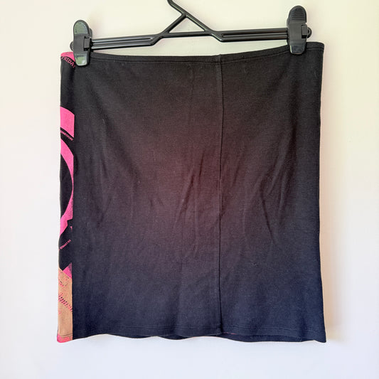 MAKLA CHEN Black Pink Graphic Print Tube Skirt - 82cm Waist