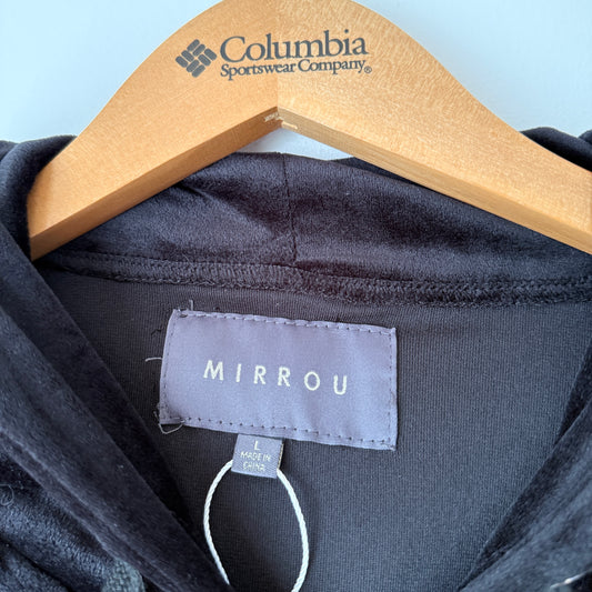 Mirrou Black Velour Zip-Up Hoodie – Size L