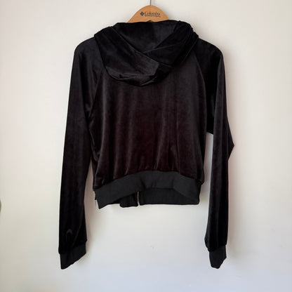 Mirrou Black Velour Zip-Up Hoodie – Size L