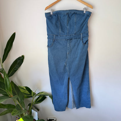 Mirrou Denim Strapless Midi Skirt – Size 14