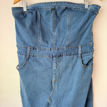 Mirrou Denim Strapless Midi Skirt – Size 14