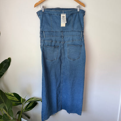 Mirrou Denim Strapless Midi Skirt – Size 14