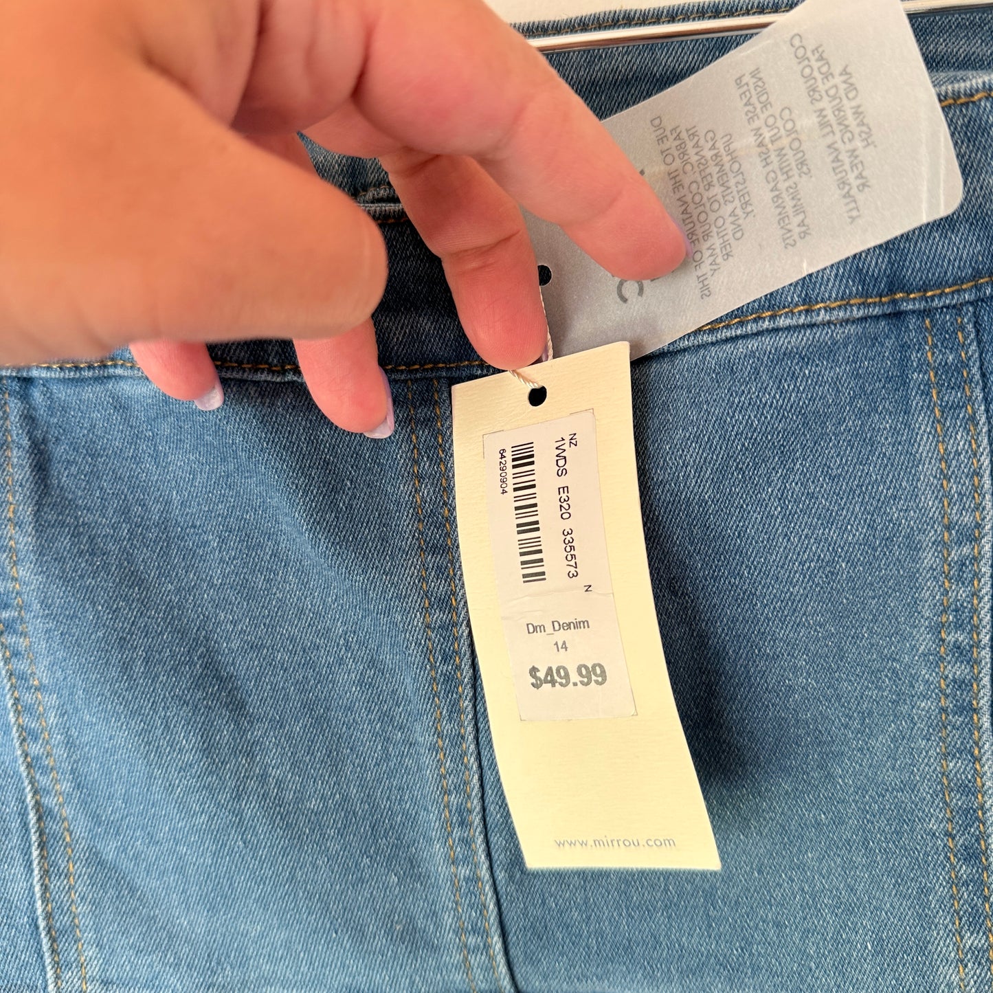 Mirrou Denim Strapless Midi Skirt – Size 14