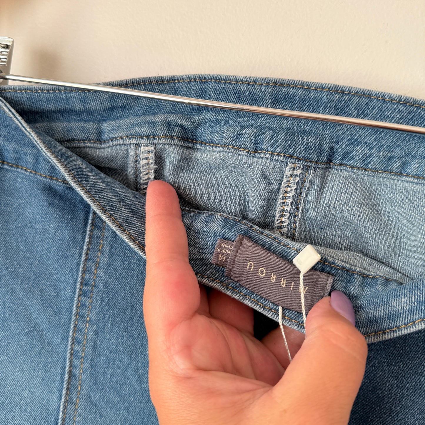 Mirrou Denim Strapless Midi Skirt – Size 14