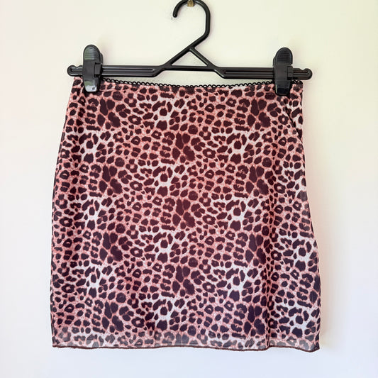 SHEIN Leopard Print Mesh Mini Skirt - Size M