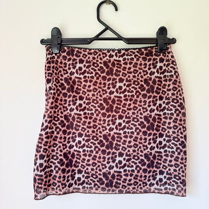 SHEIN Leopard Print Mesh Mini Skirt - Size M