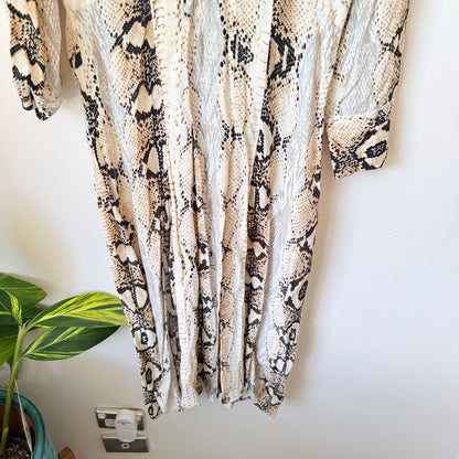 TOPSHOP Neutral Snake Print Midi Shirt Dress - 6
