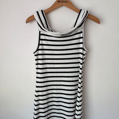 Mirrou Black & White Striped Maxi Dress – Size L