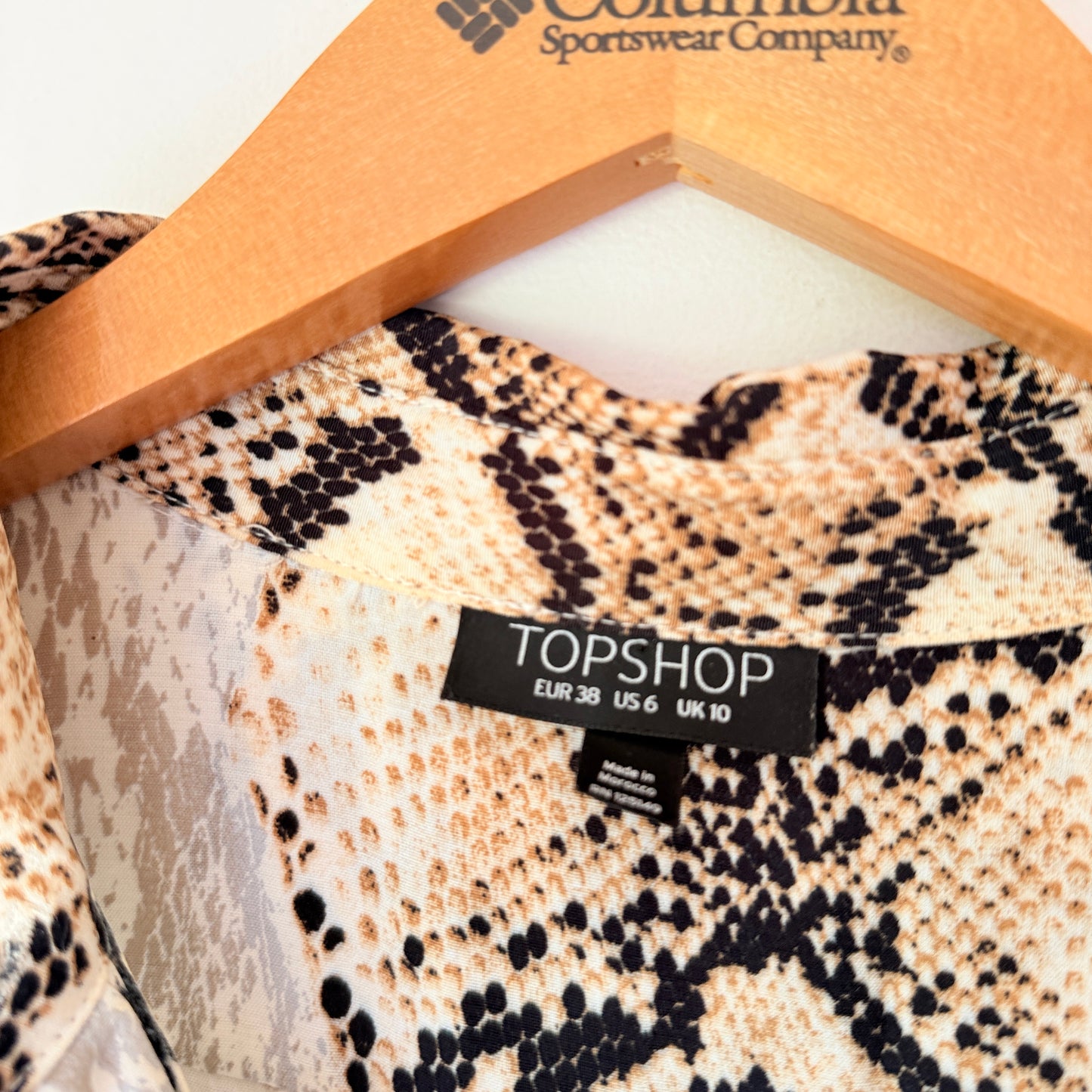 TOPSHOP Neutral Snake Print Midi Shirt Dress - 6