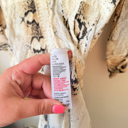 TOPSHOP Neutral Snake Print Midi Shirt Dress - 6