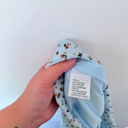 Mirrou Blue Floral Textured Midi Skirt - Size L