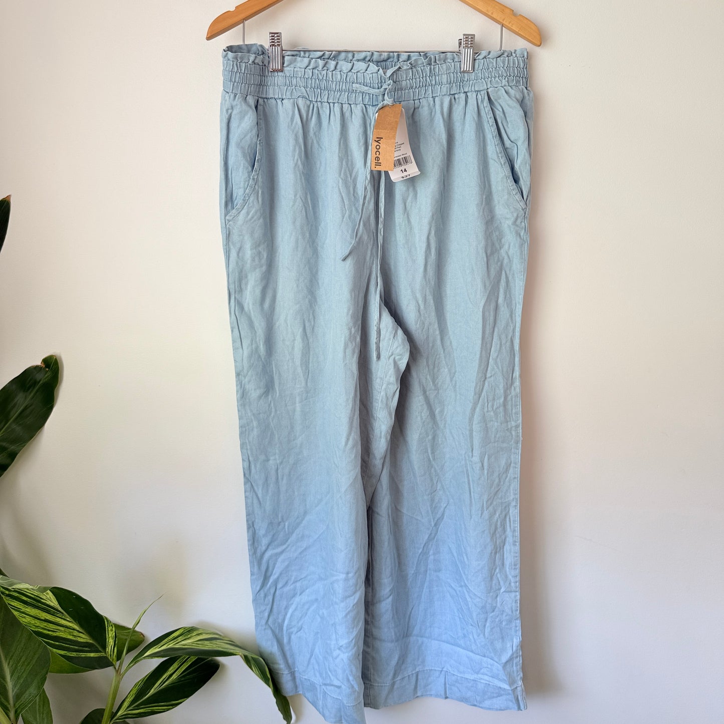 Spirit Lyocell Wide-Leg Chambray Pants – Size 14