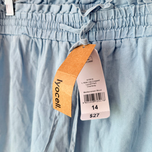 Spirit Lyocell Wide-Leg Chambray Pants – Size 14