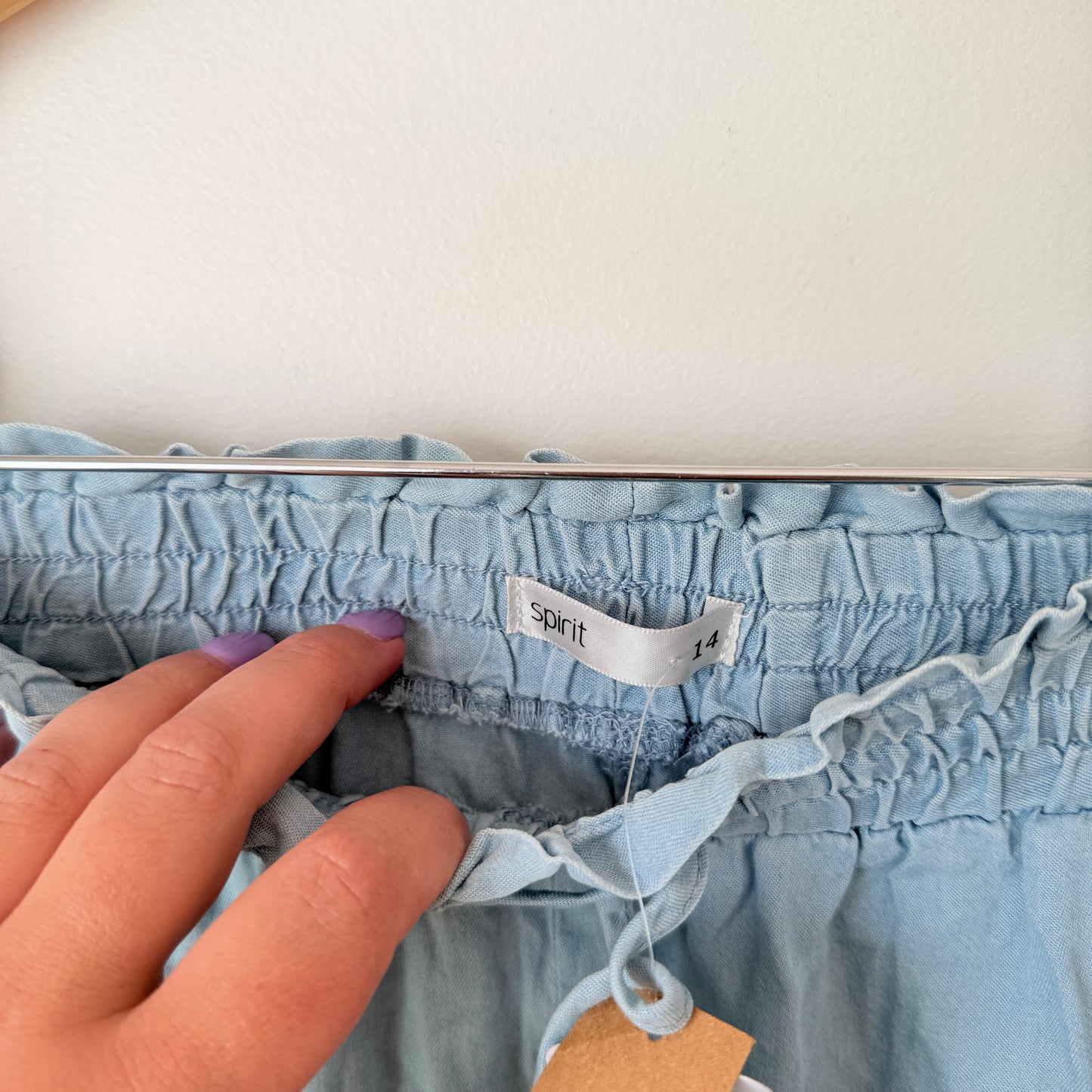 Spirit Lyocell Wide-Leg Chambray Pants – Size 14