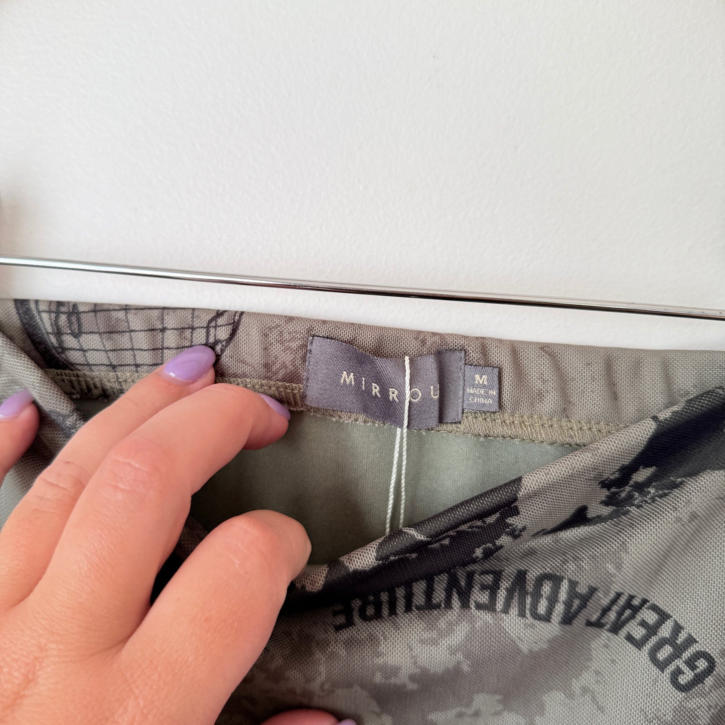 Mirrou Khaki Adventure Print Sheer Midi Skirt – Size M