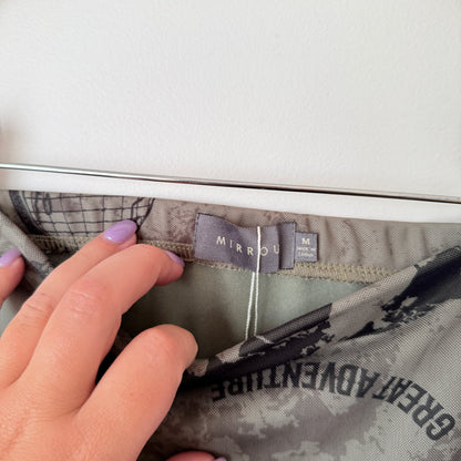 Mirrou Khaki Adventure Print Sheer Midi Skirt – Size M