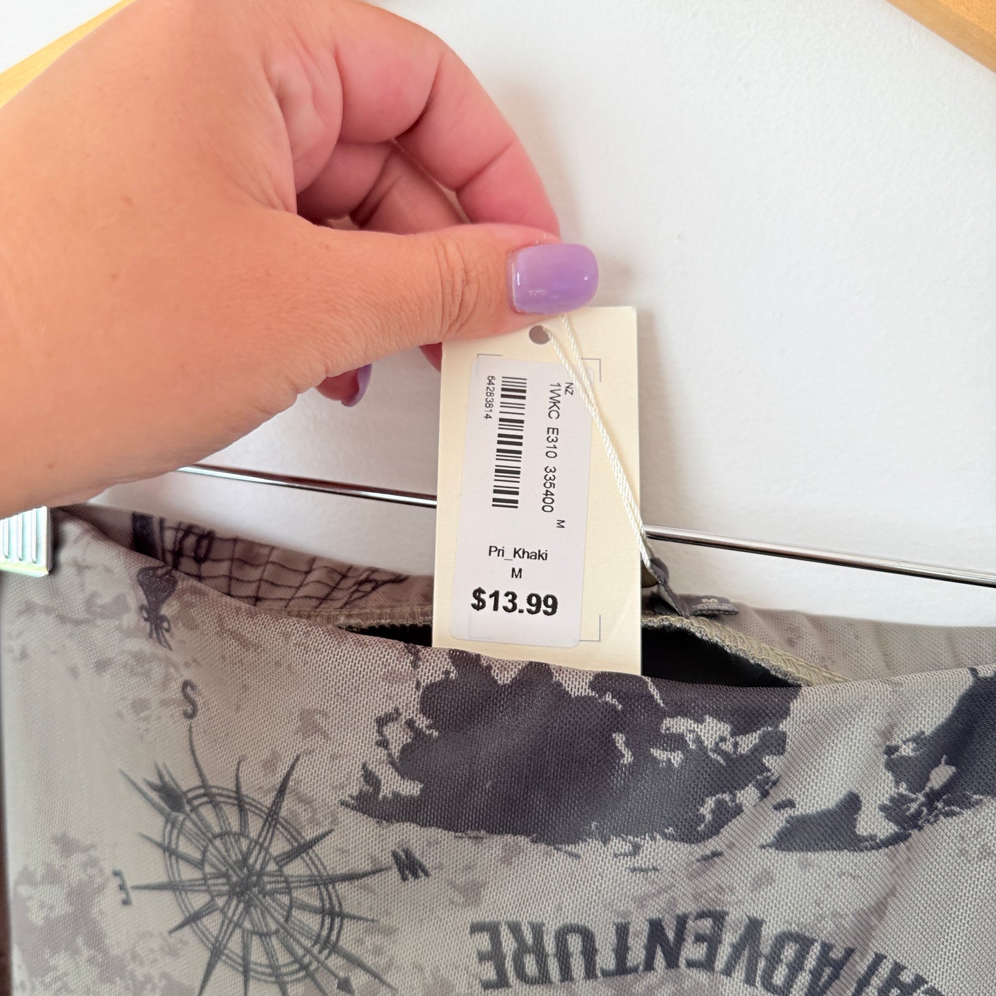 Mirrou Khaki Adventure Print Sheer Midi Skirt – Size M